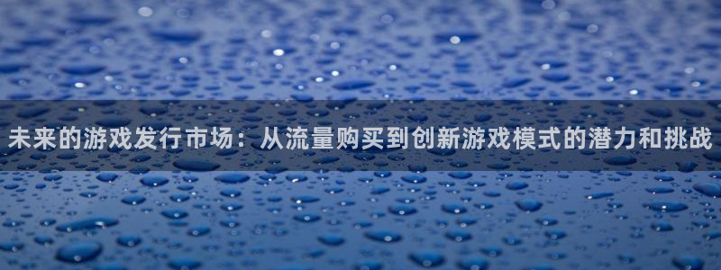 杏耀官网下载分分彩：未来的游戏发行市场：从流量购买到创新游戏模式的潜力和挑战
